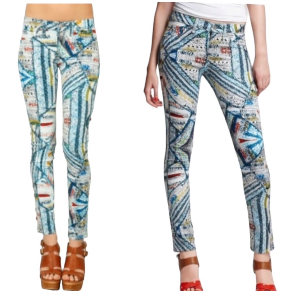 Rag & Bone Surf Knit Stretch Abstract Printed Denim Skinny Legging Jeans - 26